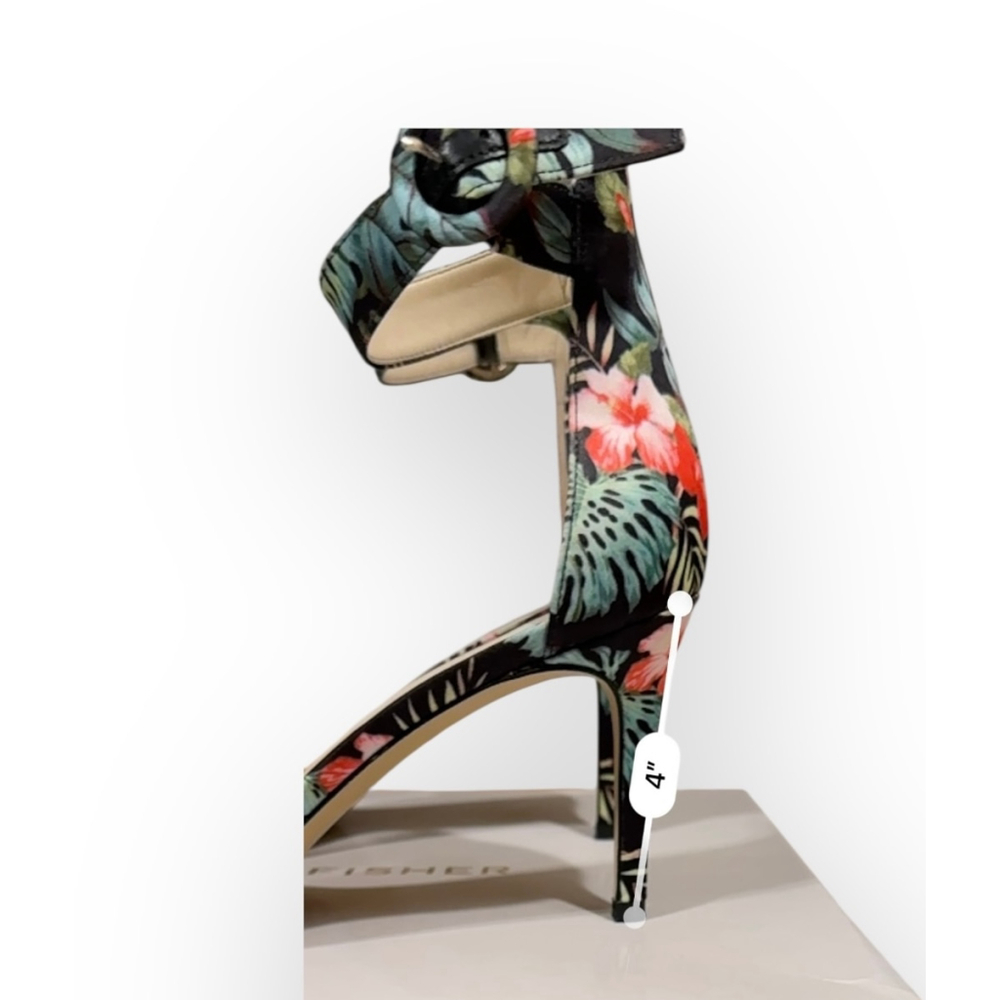 Marc Fisher Women's Bettye3 Floral Ankle Strap Heels Black Multi Fabric Sz 8M - Picture 3 of 8